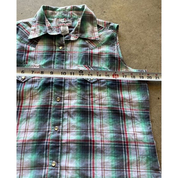Vintage Wrangler Wrancher Sleeveless Western Shirt Women’s Sz M Pearl Snap - Picture 4 of 13